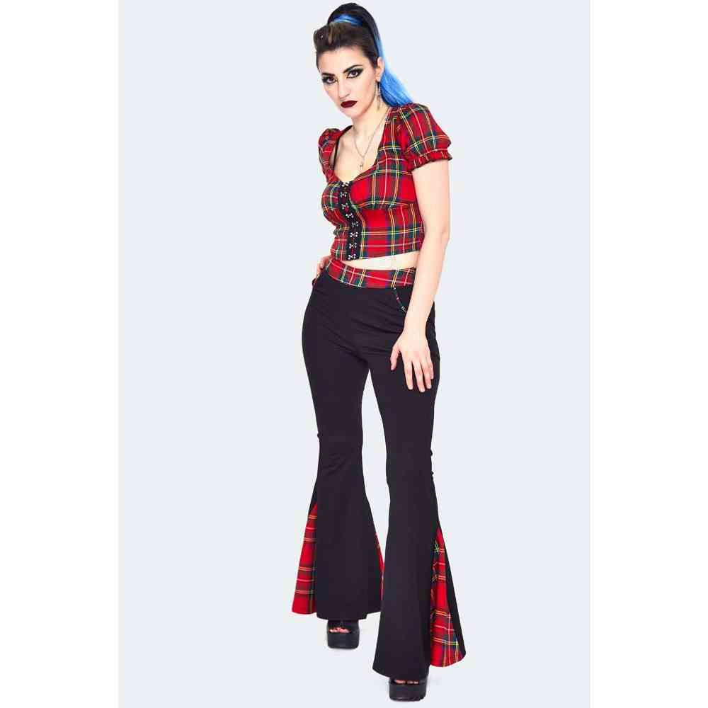 Jawbreaker - Tartan Insert Flared Hose - Schwarz